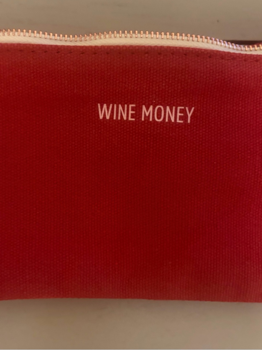Wine Money Red Zipper Pouch